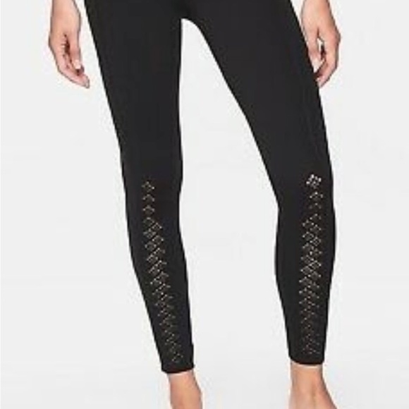 Athleta Pants - Athleta Black Niyama 7/8 Tight in Powervita with Laser-cut details (NWOT)